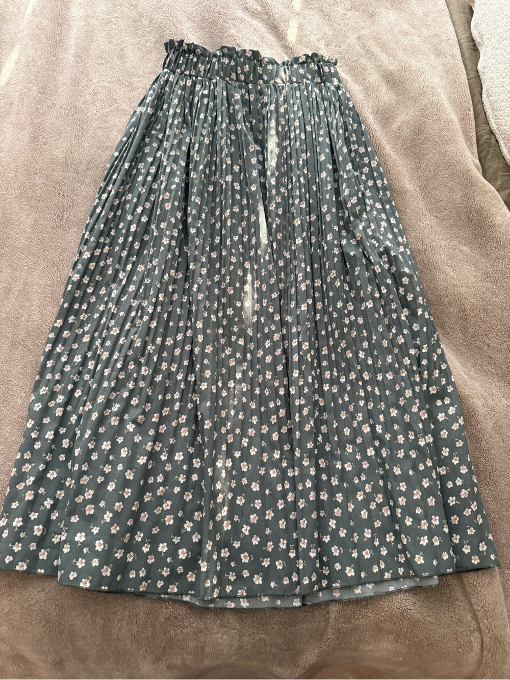 Exlura Floral Pleated Midi Skirt - Green SZ XS